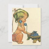 Cute Blond Girl Parler sur Toy Phone Invitation (Devant)
