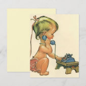 Cute Blond Girl Parler sur Toy Phone Invitation (Devant / Derrière)