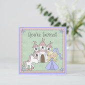 Cute Blond Princess et Unicorn Invitation d'annive (Debout devant)