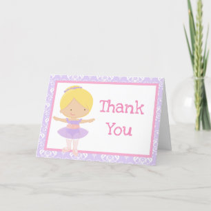 Cute Blonde Ballerina "Dank je wel" Bedankkaart