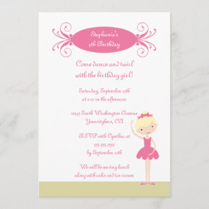 Cute blonde ballerina verjaardagsfeest kaart