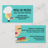 Cute blonde fille chef steak dîner biz cartes (Devant / Derrière)