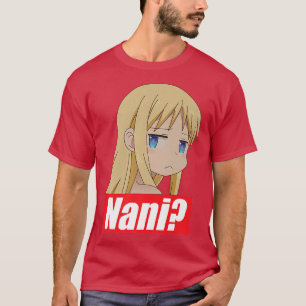 Cute Blonde Hair Anime Girl Nani Face Questioning T-shirt