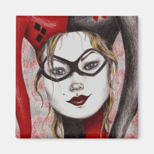 Cute Blonde Jester Girl Art Magnet Magneet