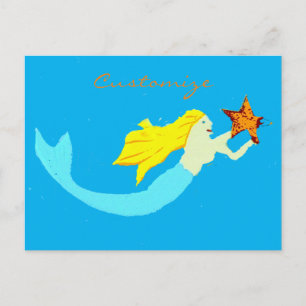 Cute Blonde Mermaid met Star Thunder_Cove Briefkaart