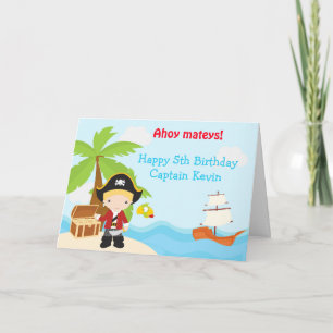 Cute Blonde Pirate Boy Birthday Party Kaart