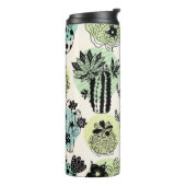 Cute blooming cactuses. Handgetrokken naadloze pat Thermosbeker (Gedraaid links)