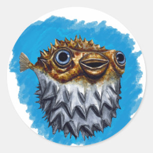Cute Blowfish Ronde Sticker