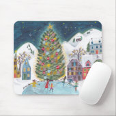 Cute blue Alpine ski's schaatsen met kerstmis Muismat (Met muis)