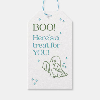 Cute Blue and Green Ghost Halloween Tag Cadeaulabel