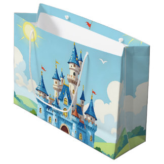 Cute blue and white castle groot cadeauzakje