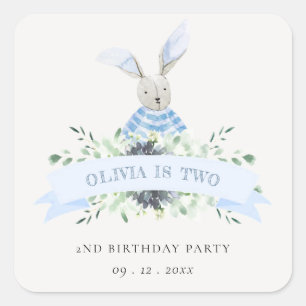 Cute Blue Aqua Bunny Foliage elke dag van de leeft Vierkante Sticker