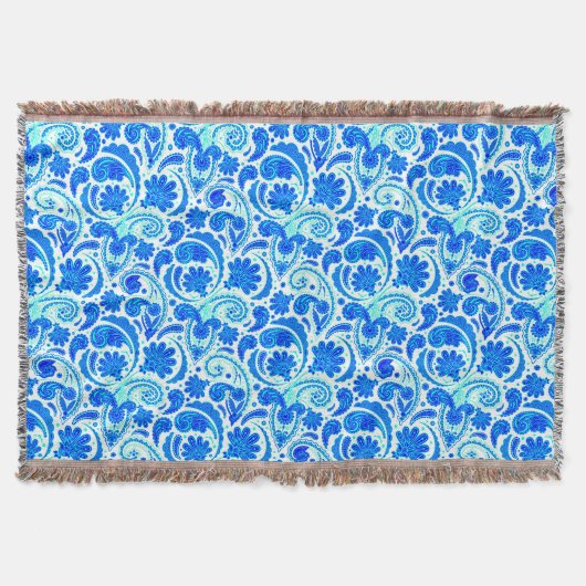 Cute blue aqua paisley-patronen deken (Voorkant)