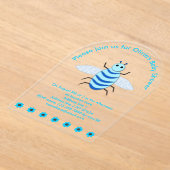 Cute Blue Baby Boy Bee Custom Baby shower Acryl Uitnodigingen (Laagn)