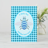Cute Blue Baby Boy Bee Custom Baby shower Kaart (Staand voorkant)