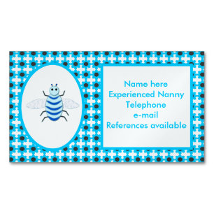 Cute Blue Baby Boy Bee Custom Nanny Magnetisch Visitekaartje