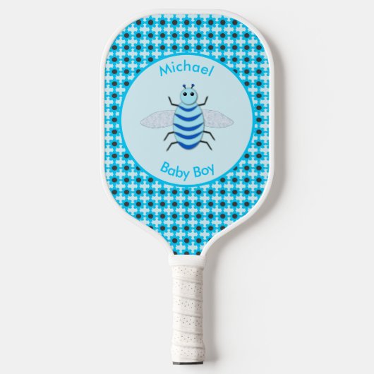 Cute Blue Baby Boy Bee Custom Pickleball Paddle (Voorkant)