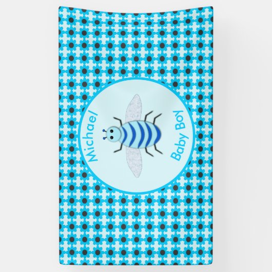 Cute Blue Baby Boy Bee Custom Spandoek (Verticaal)