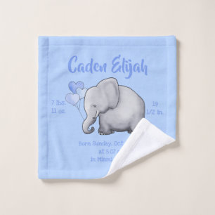 Cute Blue Baby Boy Naissance Stat Elephant Nursery