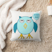 Cute Blue Baby Boy Owl Coussin (Couverture)