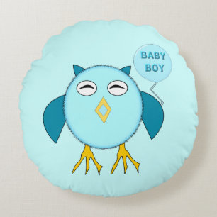 Cute Blue Baby Boy Owl Coussin