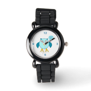 Cute Blue Baby Boy Owl Glitter Watch Horloge