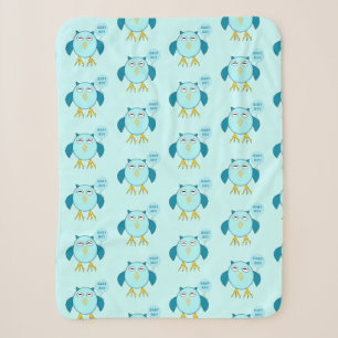 Cute Blue Baby Boy Owl Sherpa Blan Deken