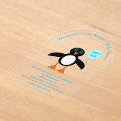 Cute Blue Baby Boy Penguin Custom Baby shower Acryl Uitnodigingen (Laagn)