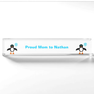 Cute Blue Baby Boy Penguin Custom Desk Naambordje