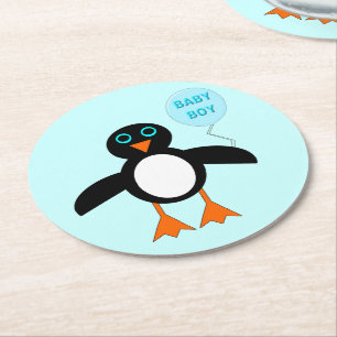 Cute Blue Baby Boy Penguin Paper Onderzetters