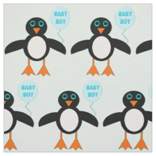Cute Blue Baby Boy Penguin Patterned Fabric Stof