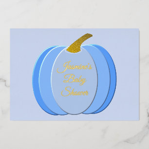 Cute Blue Baby Boy Pumpkin Custom Baby shower Folie Uitnodiging