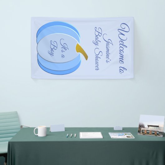 Cute Blue Baby Boy Pumpkin Custom Baby shower Spandoek (Beurs)