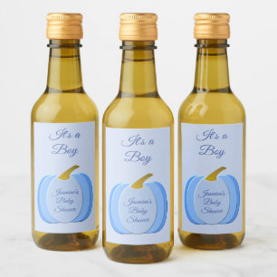 Cute Blue Baby Boy Pumpkin Custom Baby shower Wijn Etiket