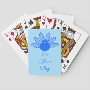 Cute Blue Baby Boy Thanksgiving Turkey Custom Pokerkaarten
