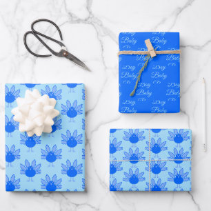 Cute Blue Baby Boy Thanksgiving Turkey Patterted Inpakpapier Vel