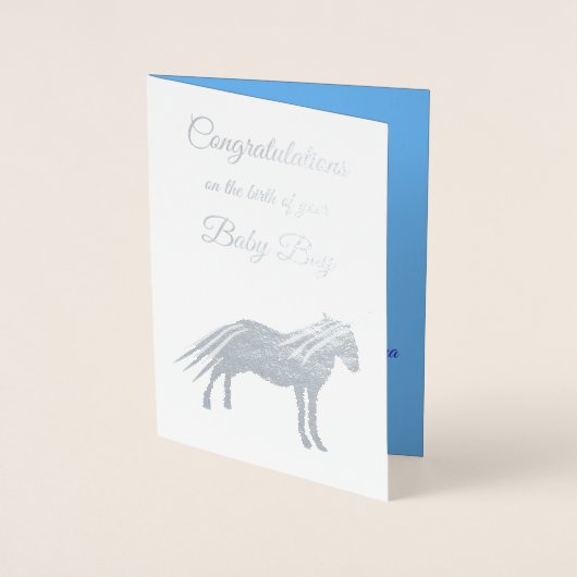 Cute Blue Baby Boy Unicorn-creditcard Folie Kaarten (Voorkant)