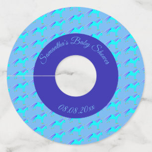 Cute Blue Baby Boy Unicorn Custom Baby shower Wine Wijnglaslabel