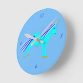 Cute Blue Baby Boy Unicorn Nursery Ronde Klok (Hoek)