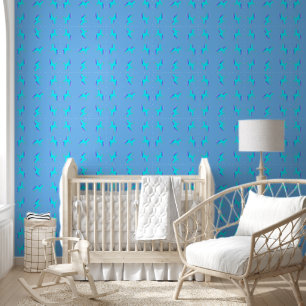 Cute Blue Baby Boy Unicorn Patterned Behang