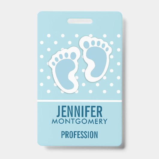 Cute Blue Baby Boy's Feet Illustration Badge (Voorzijde)