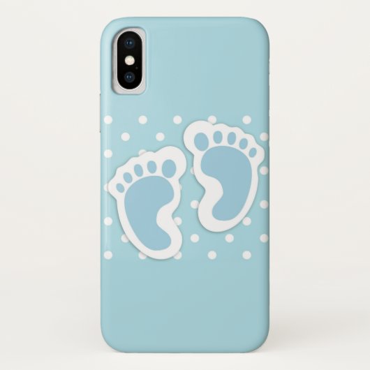 Cute Blue Baby Boy's Feet Illustration Case-Mate iPhone Case (Achterkant)