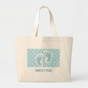 Cute Blue Baby Boy's Feet Illustration Grote Tote Bag