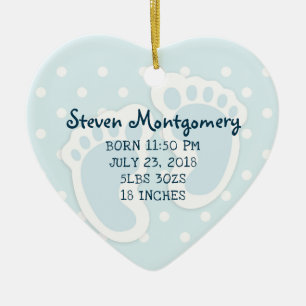 Cute Blue Baby Boy's Feet Illustration Keramisch Ornament