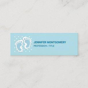 Cute Blue Baby Boy's Feet Illustration Mini Visitekaartje