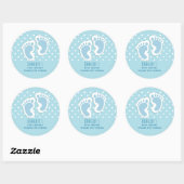 Cute Blue Baby Boy's Feet Illustration Ronde Sticker (Vel)