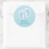 Cute Blue Baby Boy's Feet Illustration Ronde Sticker (Tas)