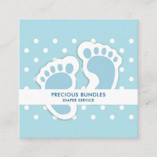 Cute Blue Baby Boy's Feet Illustration Vierkante Visitekaartje