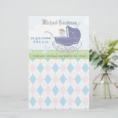 Cute  Blue Baby Carriage Briefpapier (Staand voorkant)