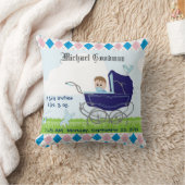 Cute Blue Baby Carriage Kussen (Deken)